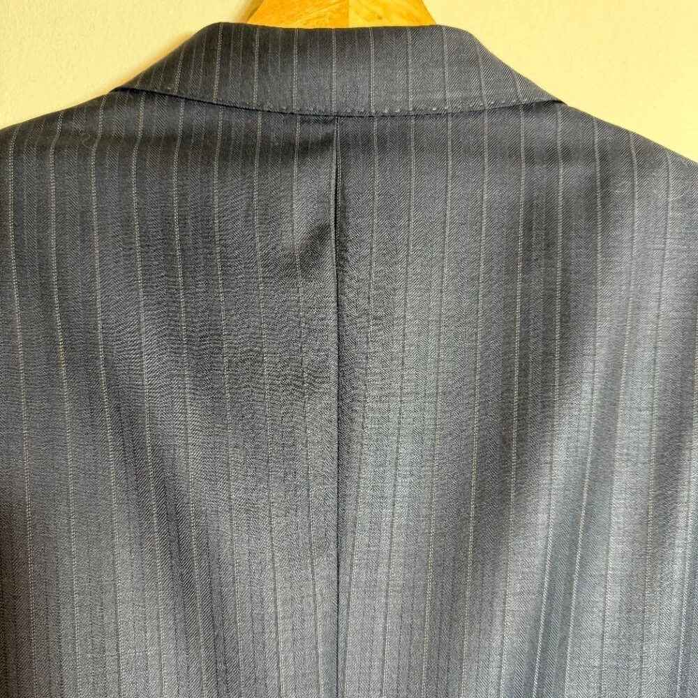Hart Schaffner Marx Pinstripe Wool Sport Coat Dinner Jacket Blazer Men 44L Navy